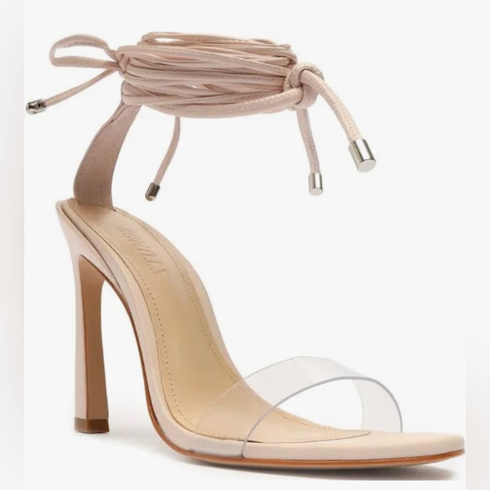 Authentic Schutz Jessie Clear Strap Stiletto Sand… - image 1